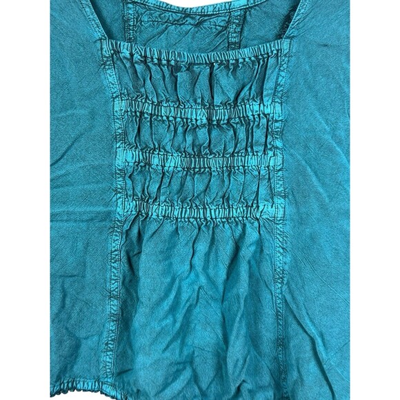 Cute Options XL Boho Embroidered Peasant Tank Corset Lace Up Teal Renaissance - Picture 8 of 8